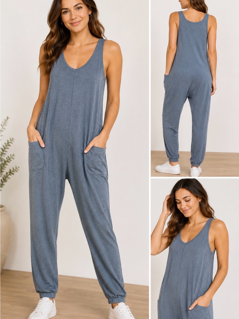 T/S by Thrive Gray Sleeveless Pocket Jumpsuit Romper Size S